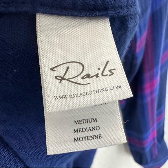 Rails Womens Taitum Plaid Button Up Long Sleeve Shirt Size XS Blue Ultra Violet - Picture 6 of 7